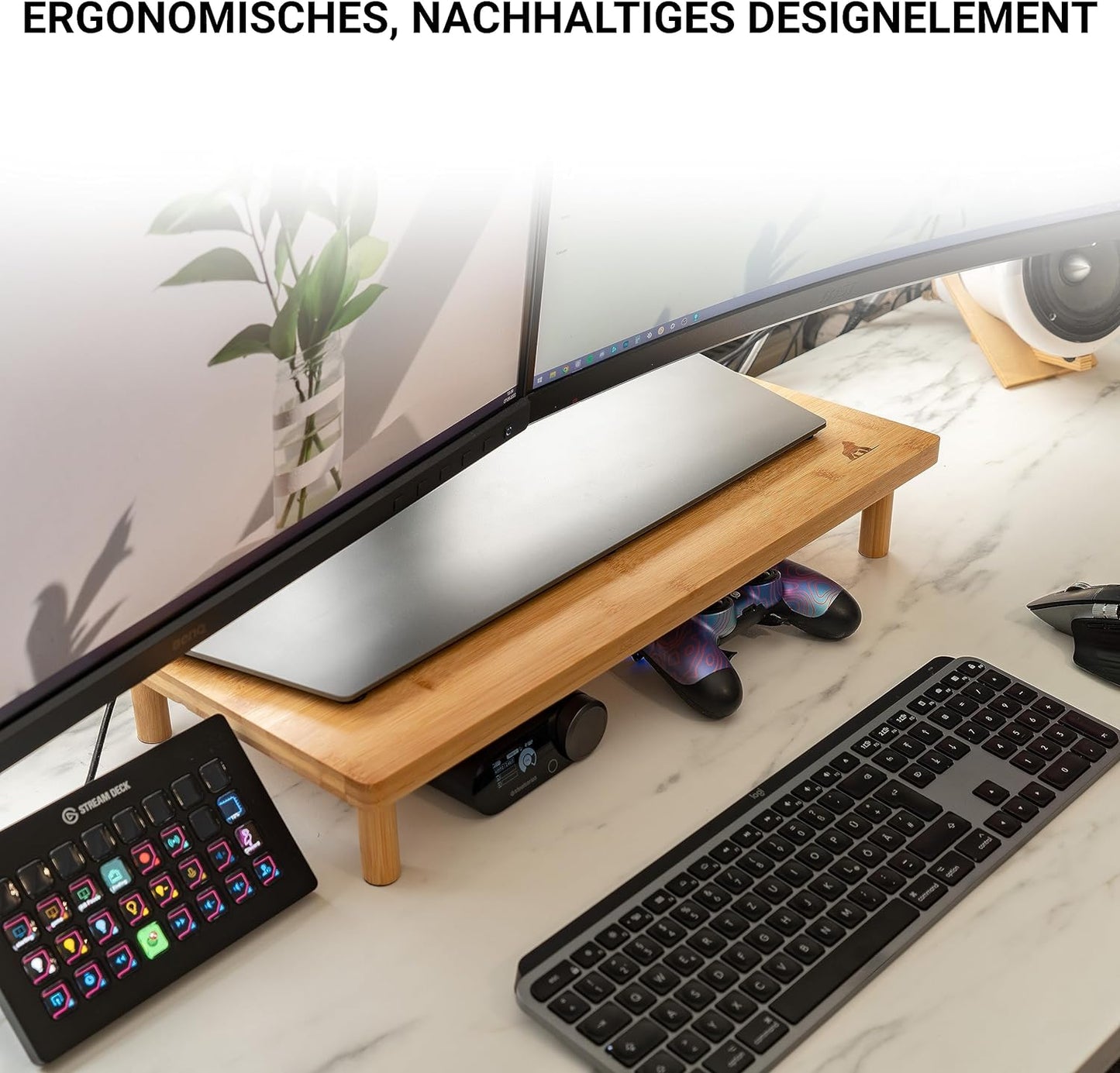 Ergonomischer Monitorständer aus Bambus