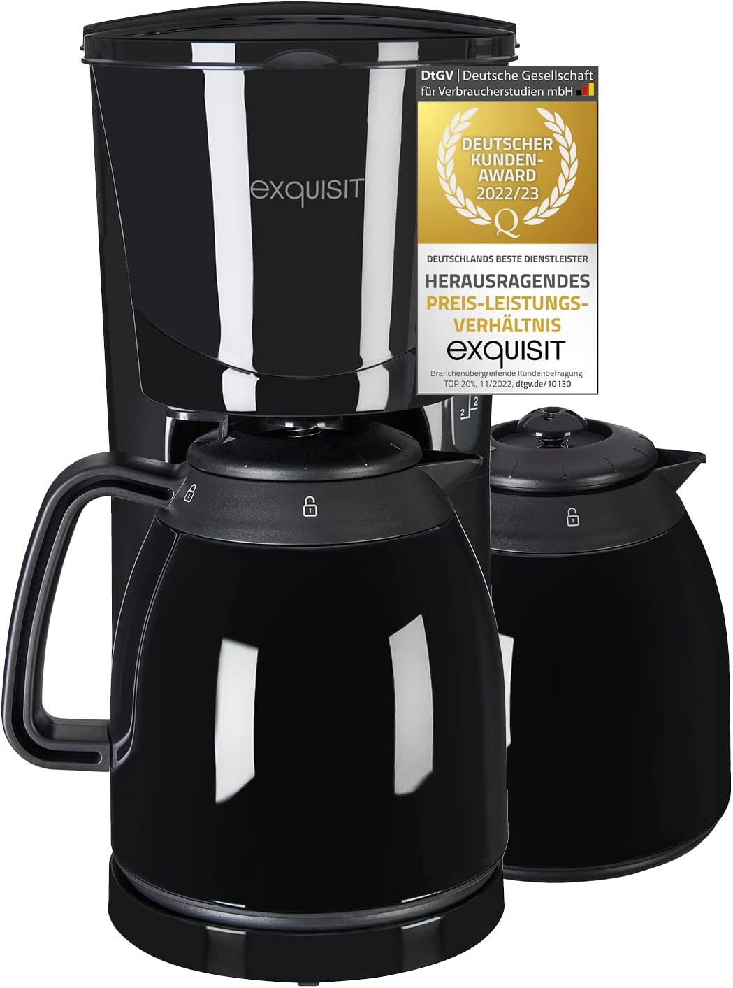 Filterkaffemaschine KA 6502 sw, Schwarz|Bis zu 10 Tassen|870 Watt|2 Thermoskannen