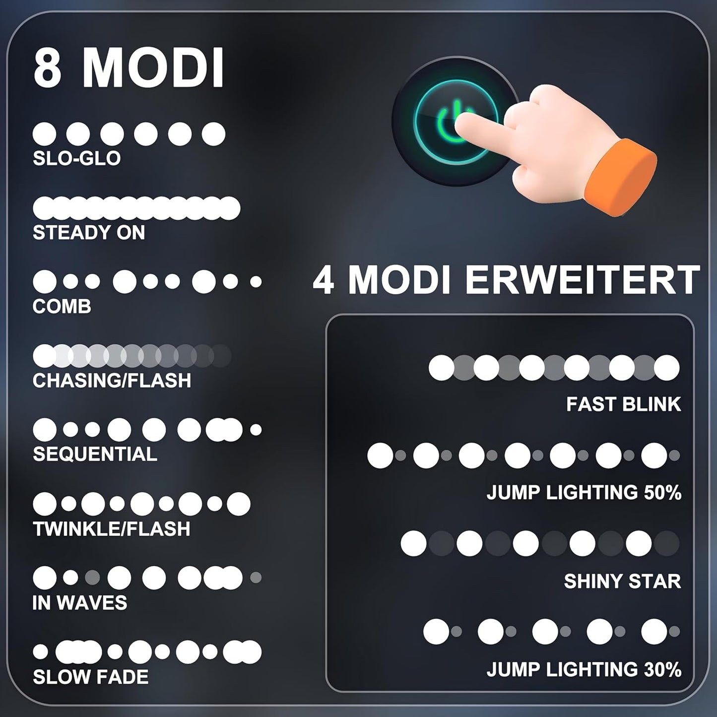 LED Lichterkette mit Timer und 12 Modi, Weiss 200 LEDs