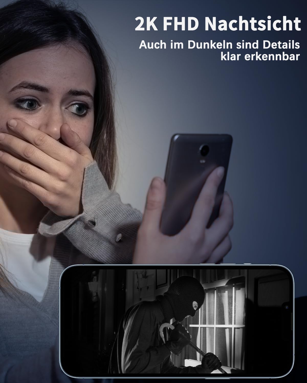 Video-Türklingel mit Kamera und Nachtsicht, Türklingel mit Akku Gong