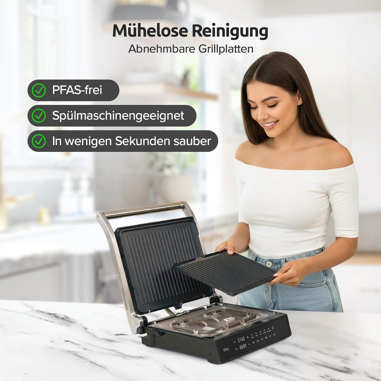 Kontaktgrill mit Touchscreen & 5 Programmen