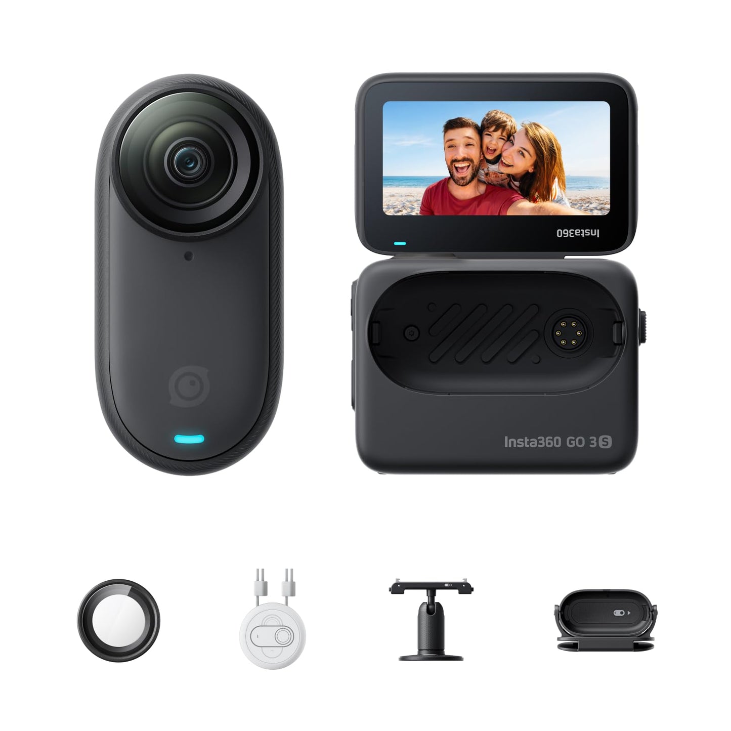 Tragbare 4K Mini-Kamera GO 3S, Nachtschwarz Standard-Bundle