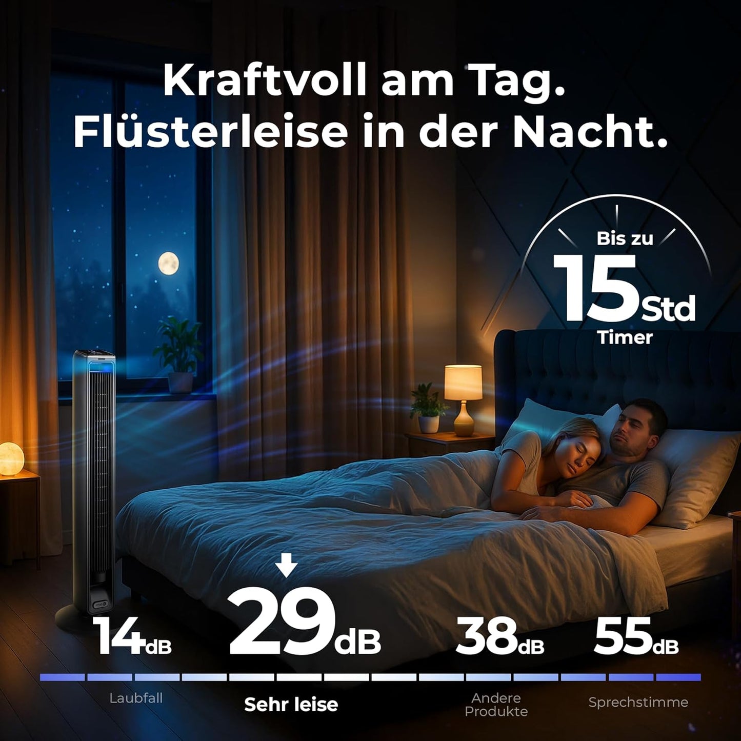Turmventilator mit Fernbedienung und Timer, 106 CM