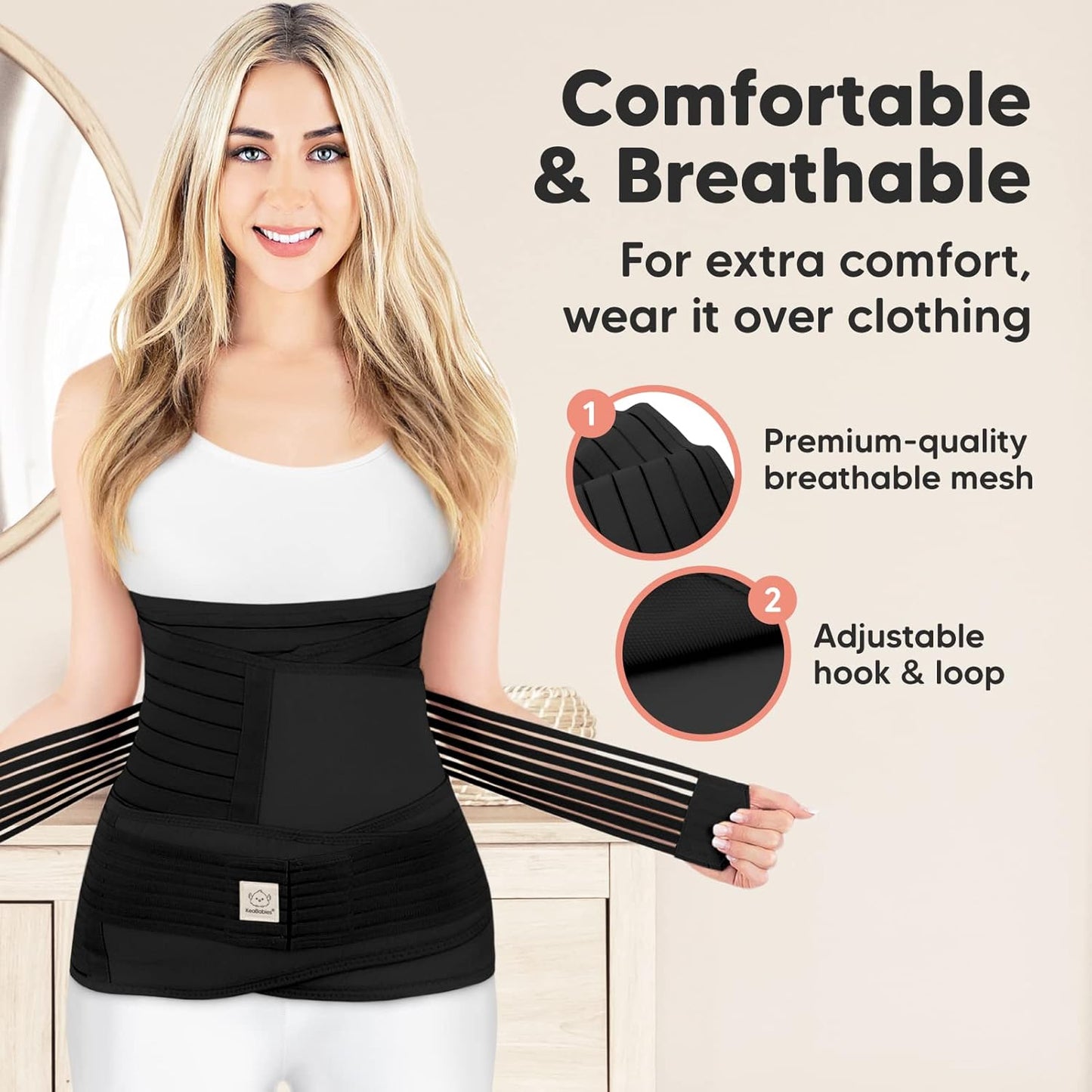 3-in-1 Postpartum Gürtel für Damen (XL), XL, Midnight Black