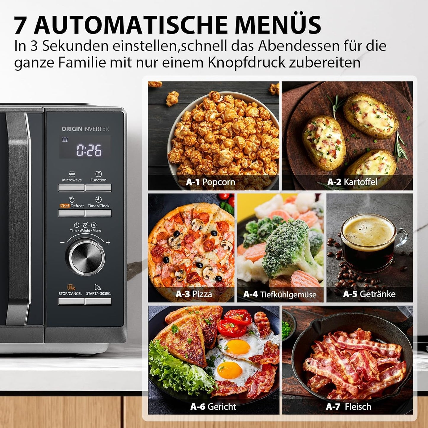 Mikrowelle mit Grillfunktion, 25L Grill Inverter
