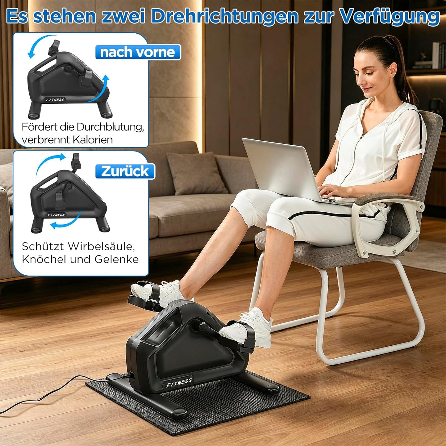 Elektrischer Mini Heimtrainer mit LCD & Fernbedienung, 10 Level