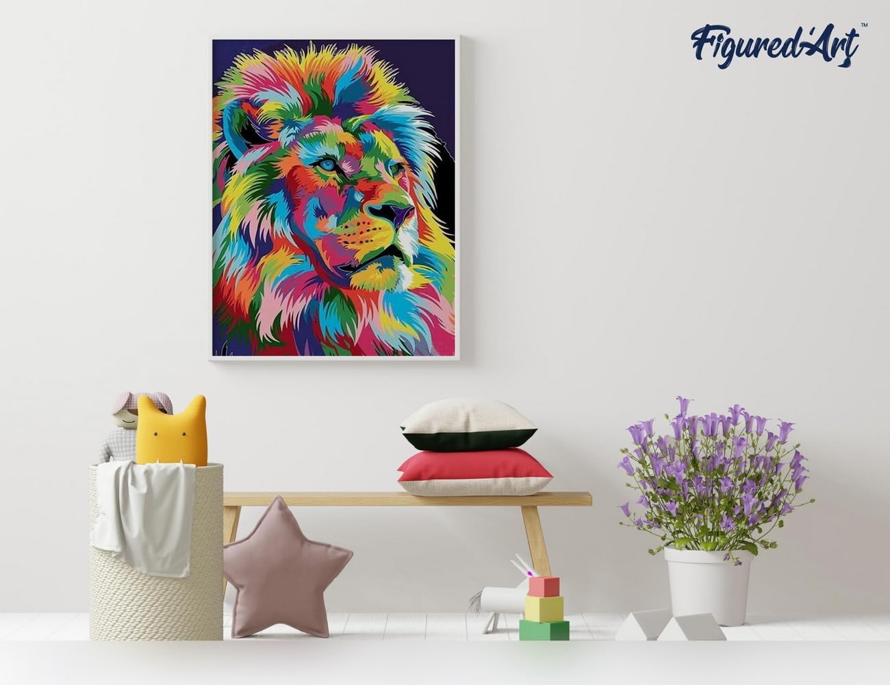Malen nach Zahlen Set Löwe Pop Art, Löwe Pop Art 2 40x50cm Mit Keilrahmen (nicht gespannt)
