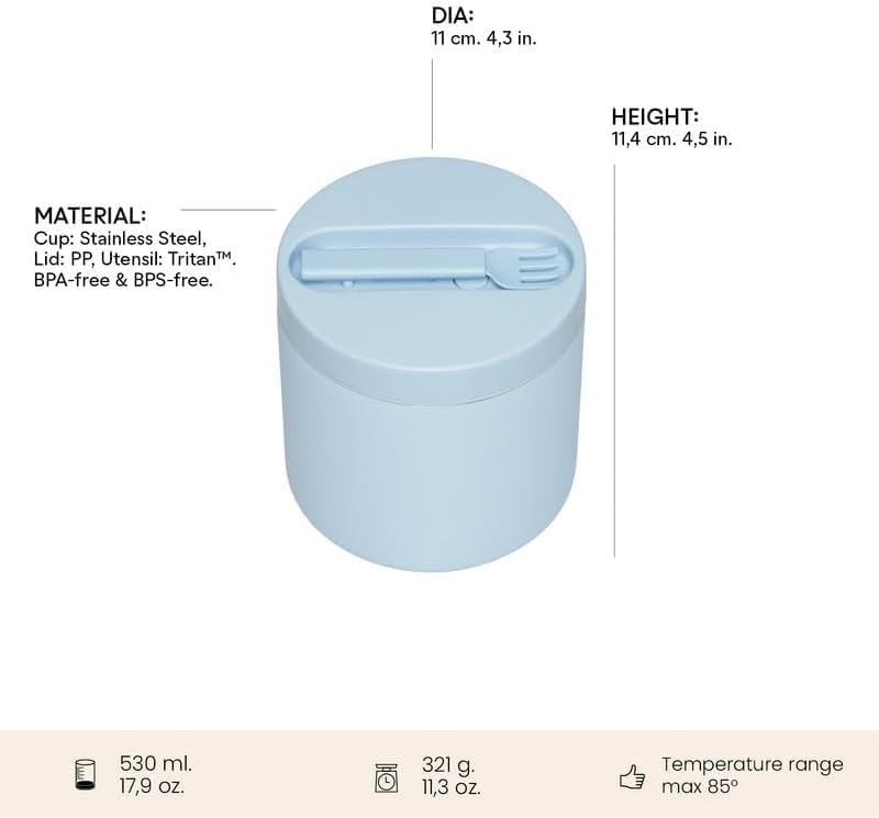 Thermobehälter für Essen, 520 ml Hellblau