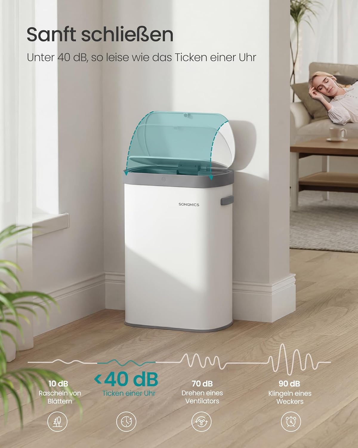 LTB640WZ02 Mülleimer mit Sensor und Softclose-Deckel, weiss