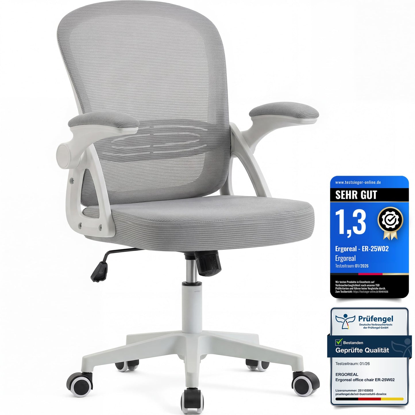 Ergonomischer Bürostuhl, Grauweiss