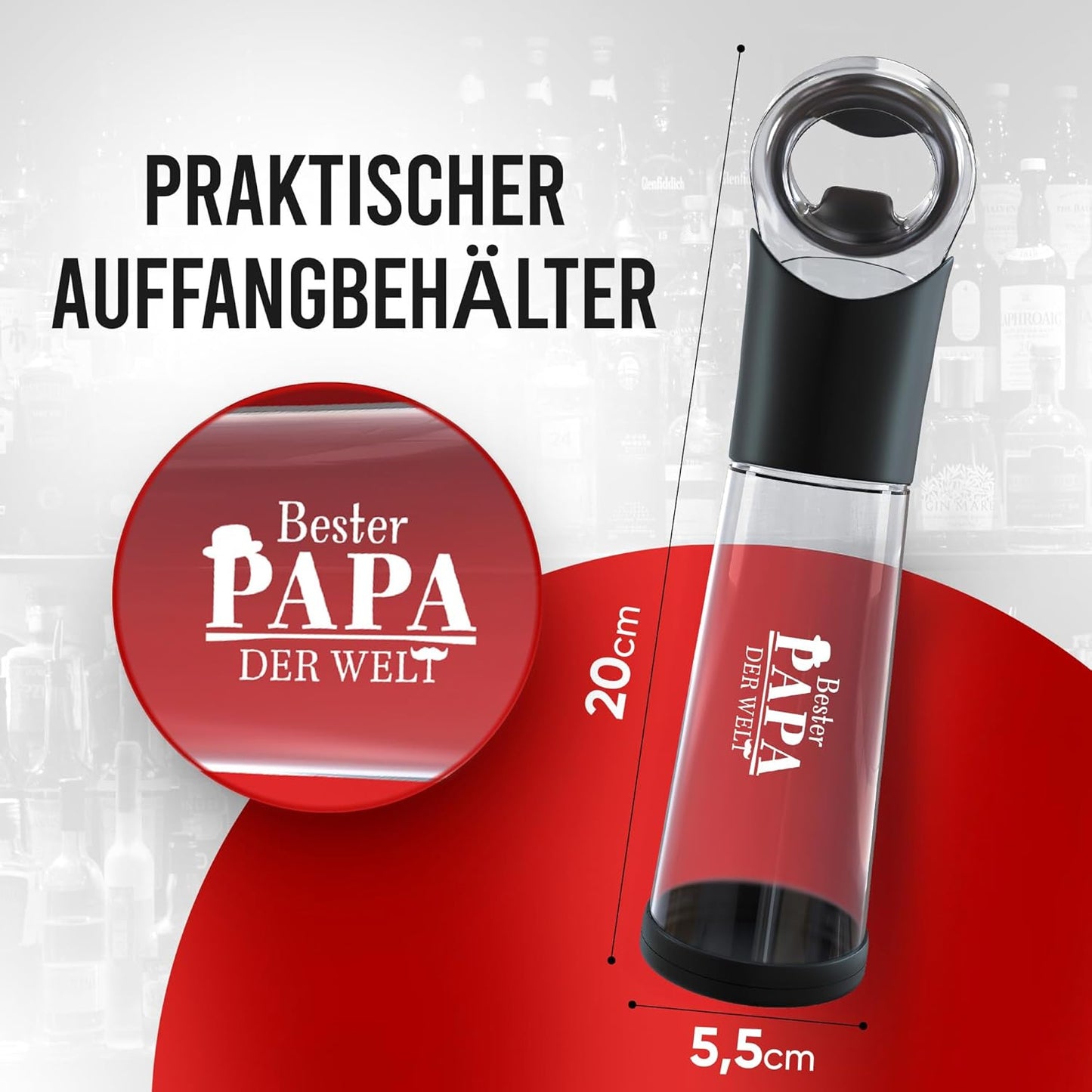 Flaschenöffner mit Auffangbehälter für Kronkorken, Bester Papa