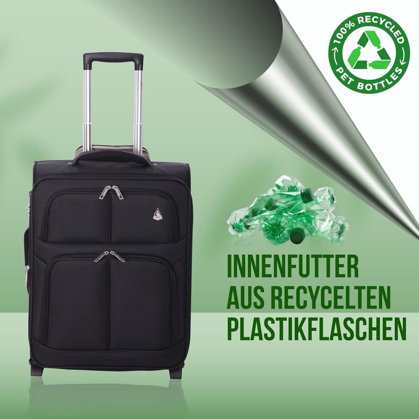 Erweiterbarer Handgepäck-Koffer, Schwarz