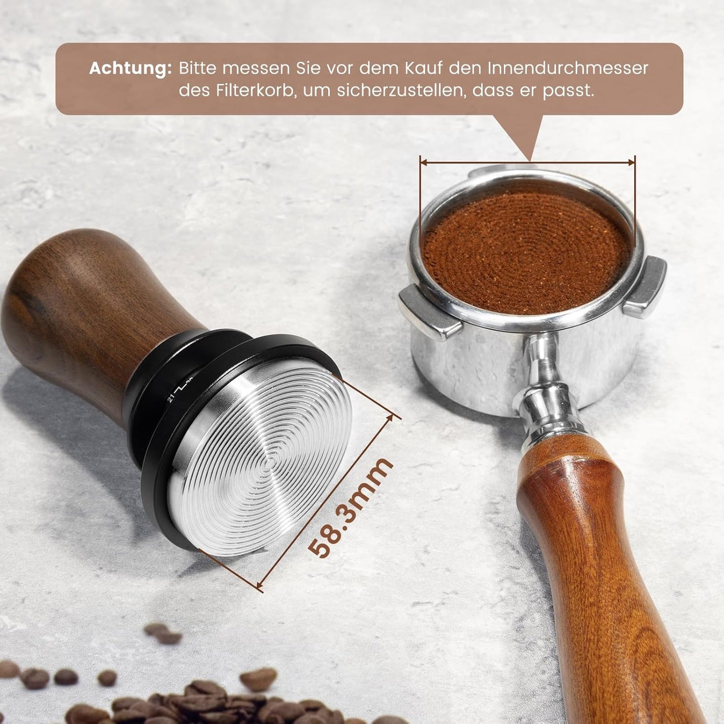 Druckregulierender Espresso-Tamper, Holz 58mm