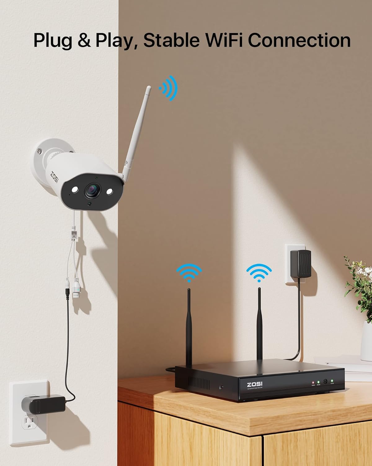 2K WLAN Überwachungskamera-Set mit NVR, 3MP Weiss