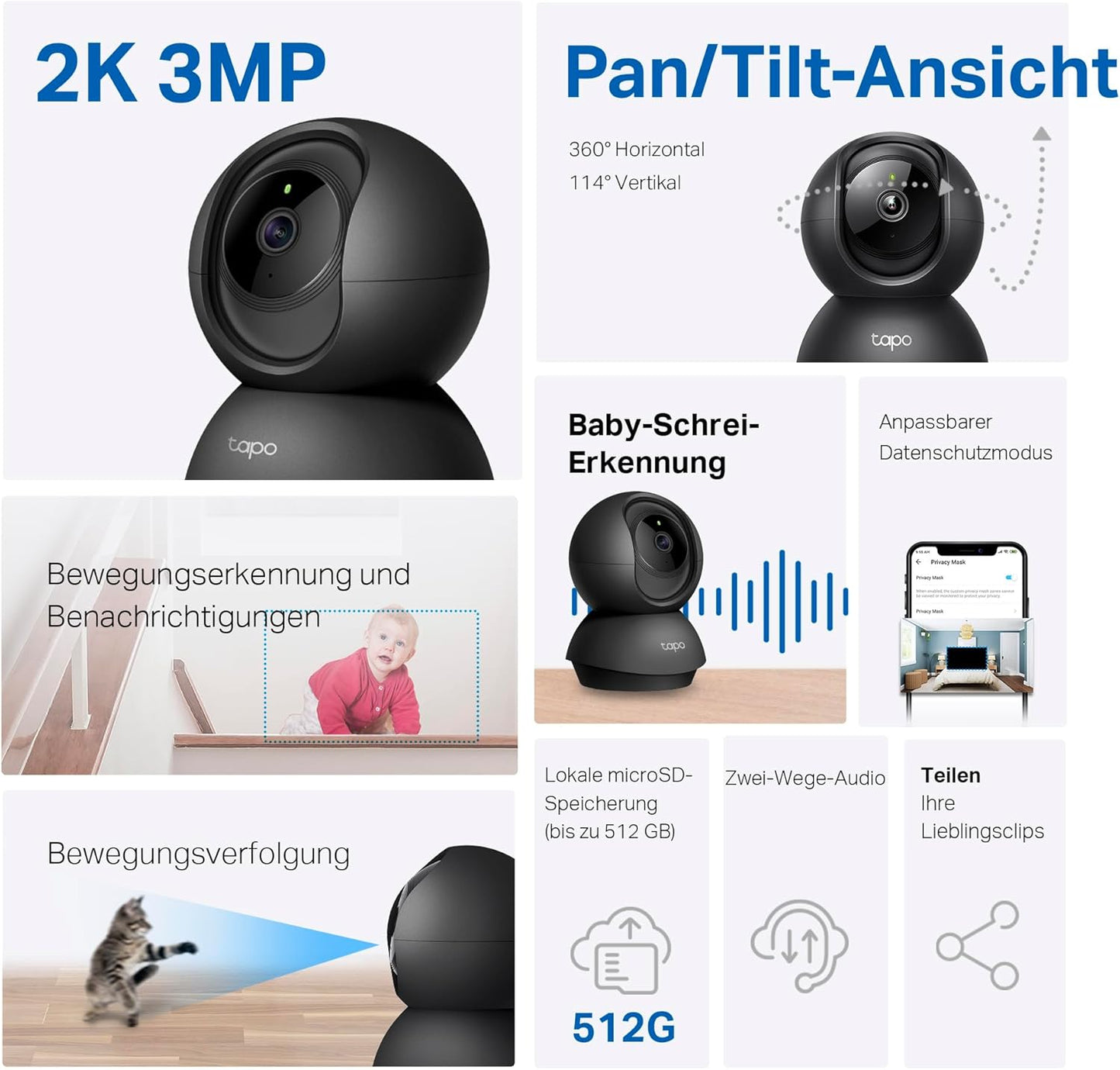 TP-Link C211 Überwachungskamera mit Nachtsicht, 1-pack(Schwarz)