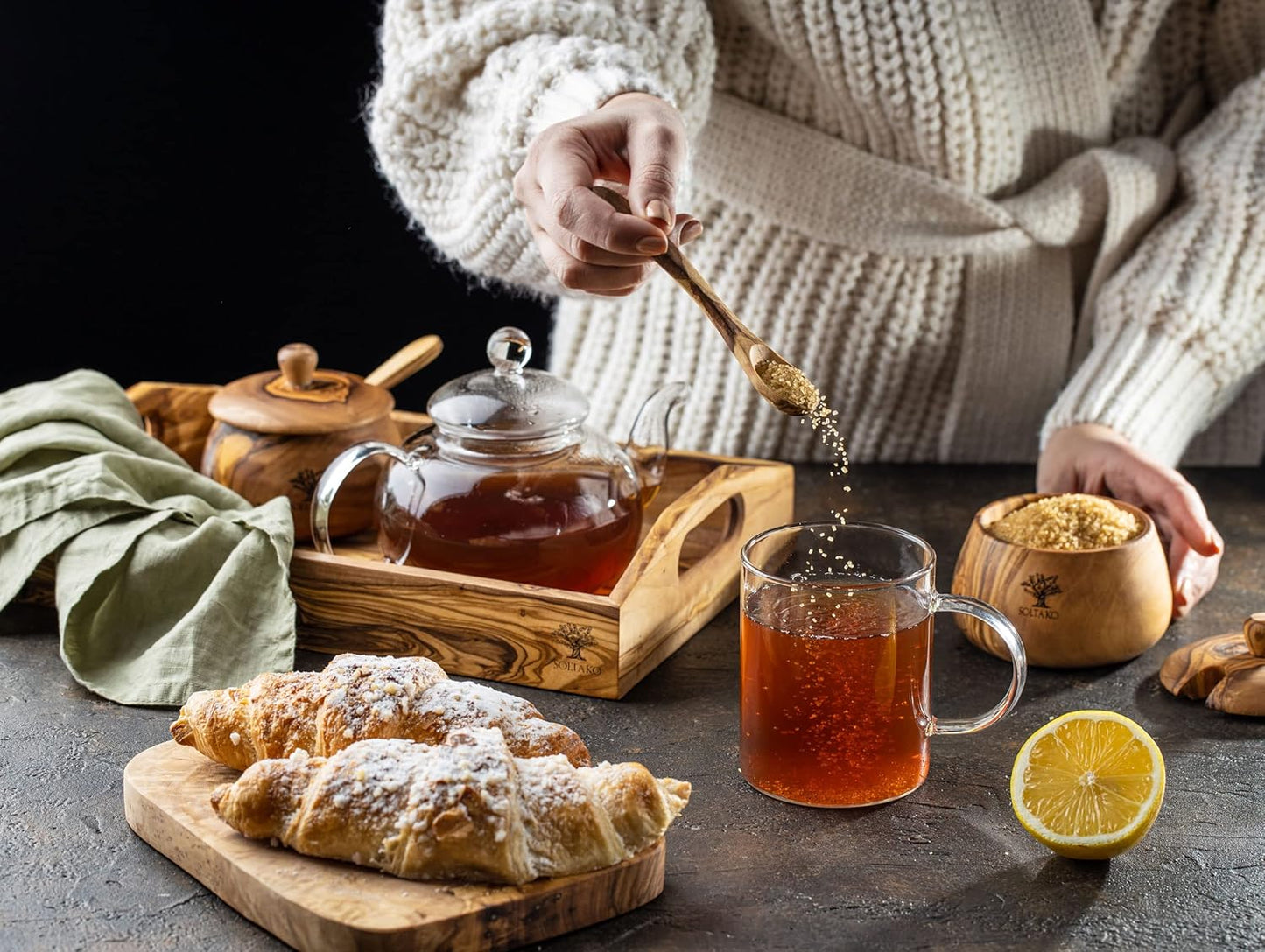 Salz- & Zuckerdose mit Löffel, Mit Löffel