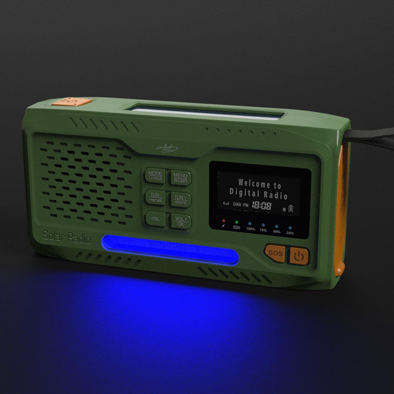 Mobiles DAB+ Solar-Kurbelradio mit EWF und LED
