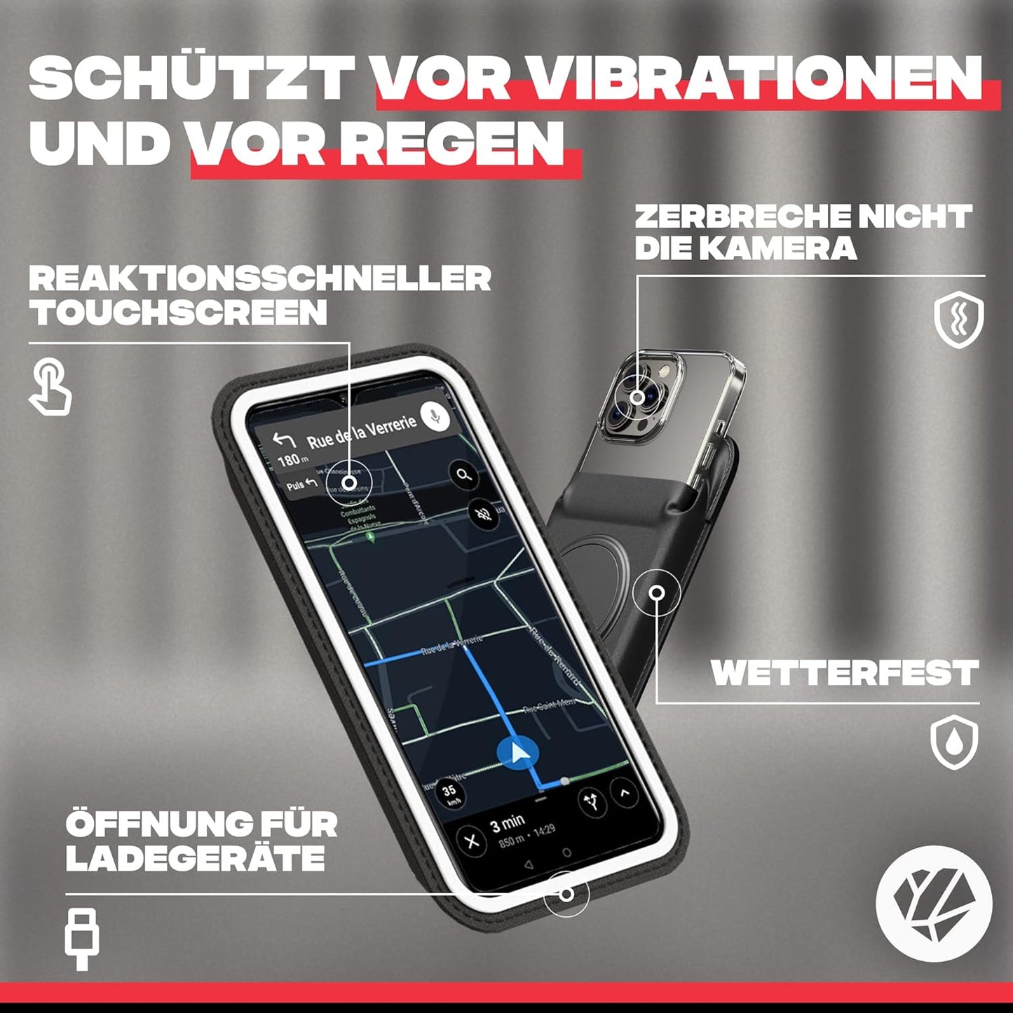 Magnetische Motorrad-Handyhalterung, XL - Smartphone bis 16,5 cm