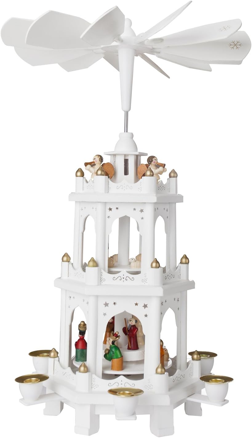 Weihnachtspyramide, Weiss - 45 Cm