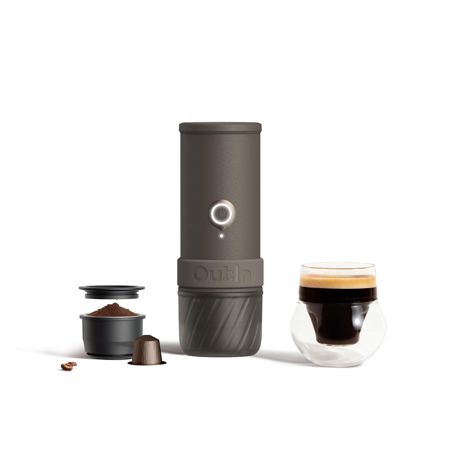 Mino tragbare Espressomaschine mit USB-C-Heizung, Tundra Brown