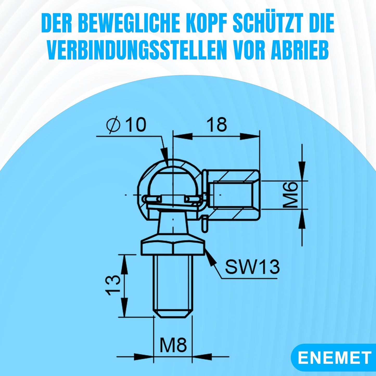 Gasdruckfeder für Türen, Möbel & Autos, 500N, 350 MM 500N