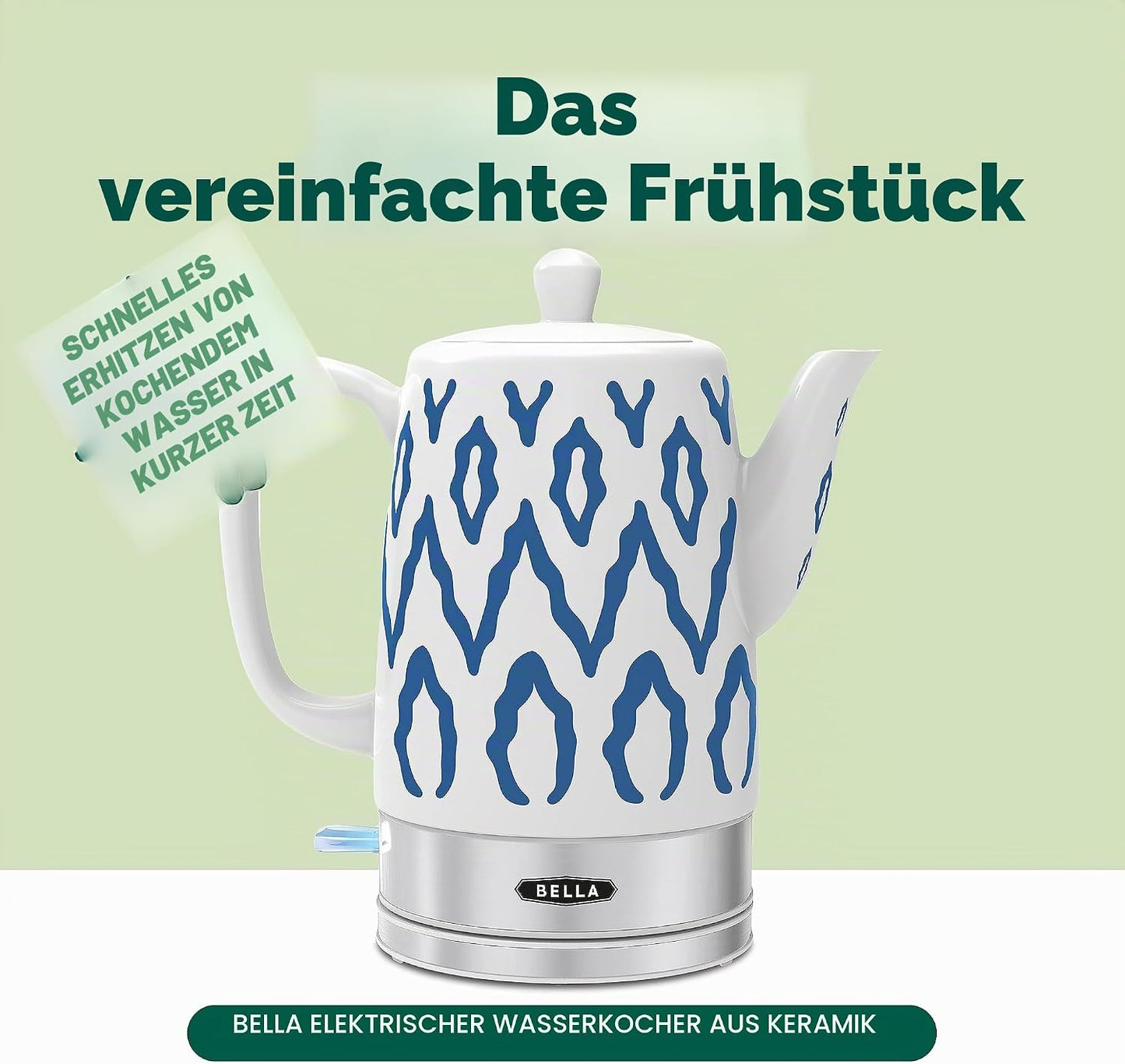 Elektrischer Wasserkocher mit Abschaltautomatik, Blau Aztec