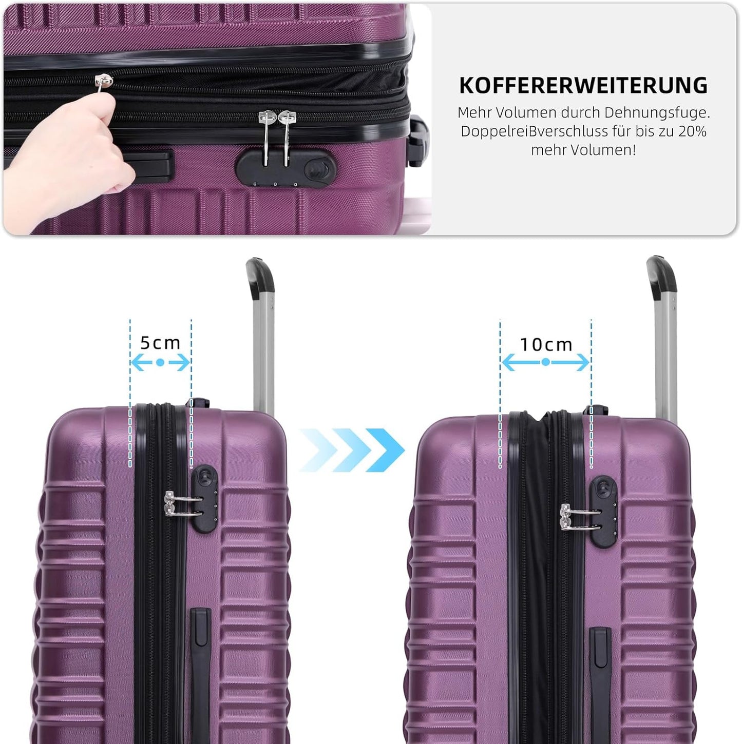 2088 Zwillingsrollen Hartschalenkoffer, erweiterbar, Violett M