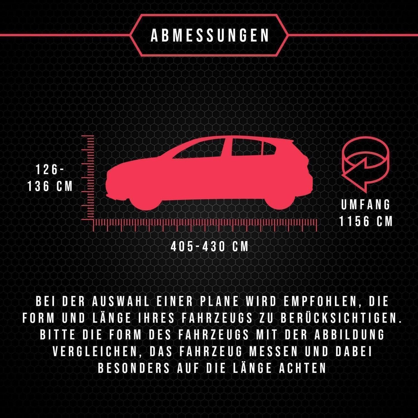 Autoabdeckung Wasserfest & Extrastark (405-430cm), L1 hatchback/kombi
