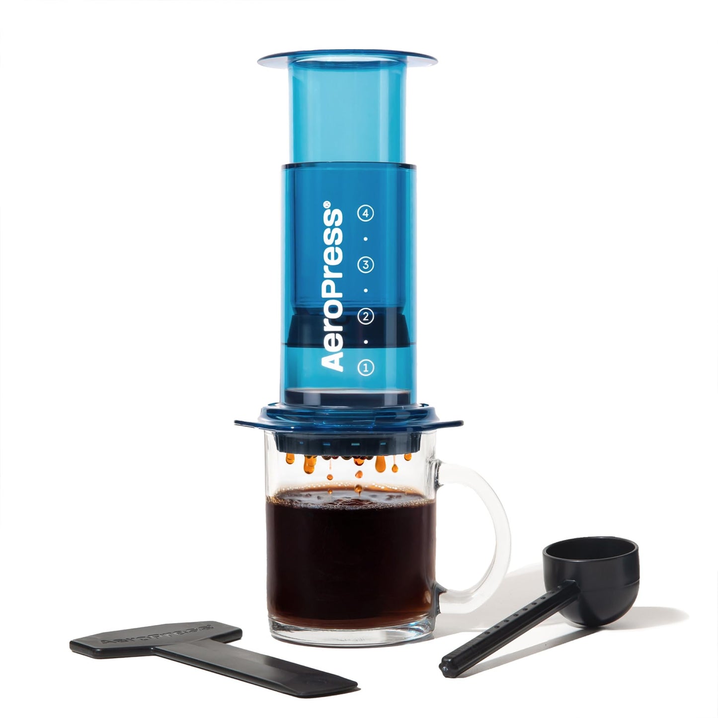 Clear Blue Kaffeepresse All-in-One im Espresso- und Pour-Over-Stil, Blau Standard