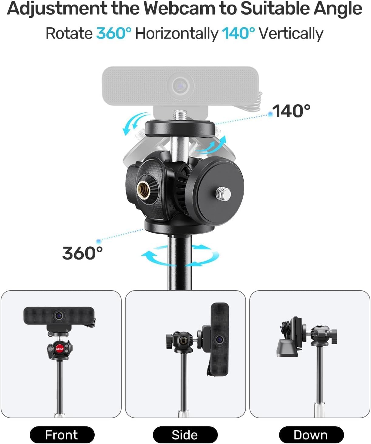 Webcam Ständer mit 360° Kopfdrehung, 9.2''-15.5'' in