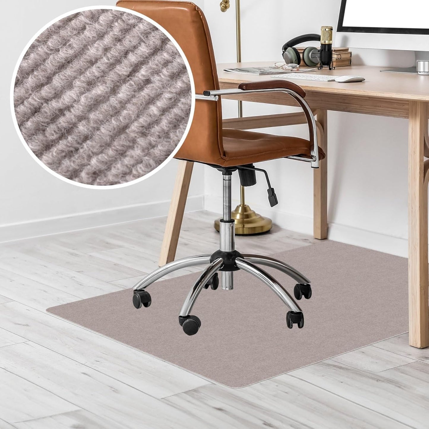 Selbsthaftende Bodenschutzmatte für Bürostuhl, 150 x 200 cm Beige