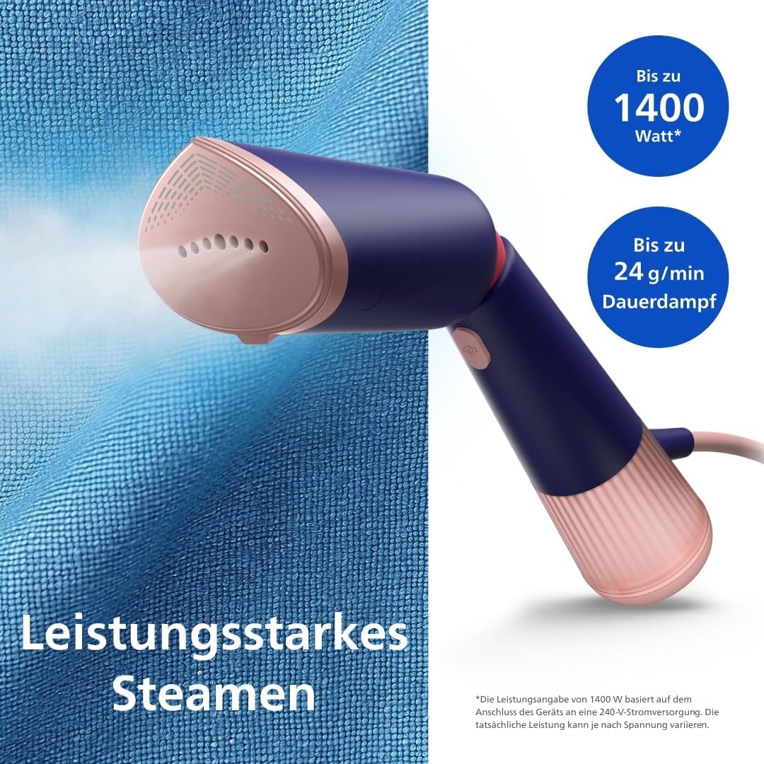 5000-Serie Dampfglätter mit Zubehör & Eco-Modus, 3x Zubehör, marineblau