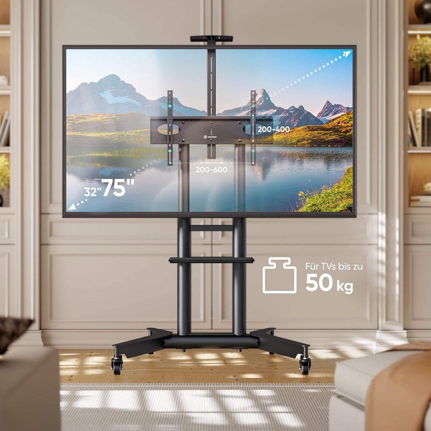 TV-Ständer TS1571-B, für 32-75 Zoll, höhenverstellbar, rollbar, TS1571 Schwarz