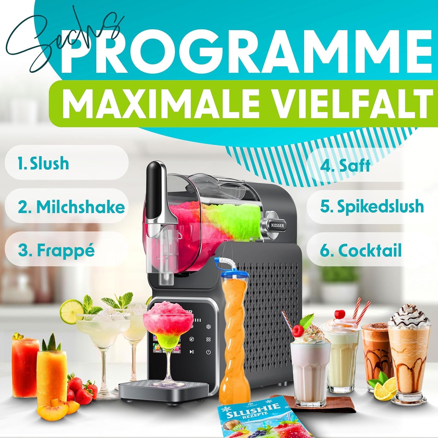 Slush Maschine mit 6 Programmen, Anthrazit