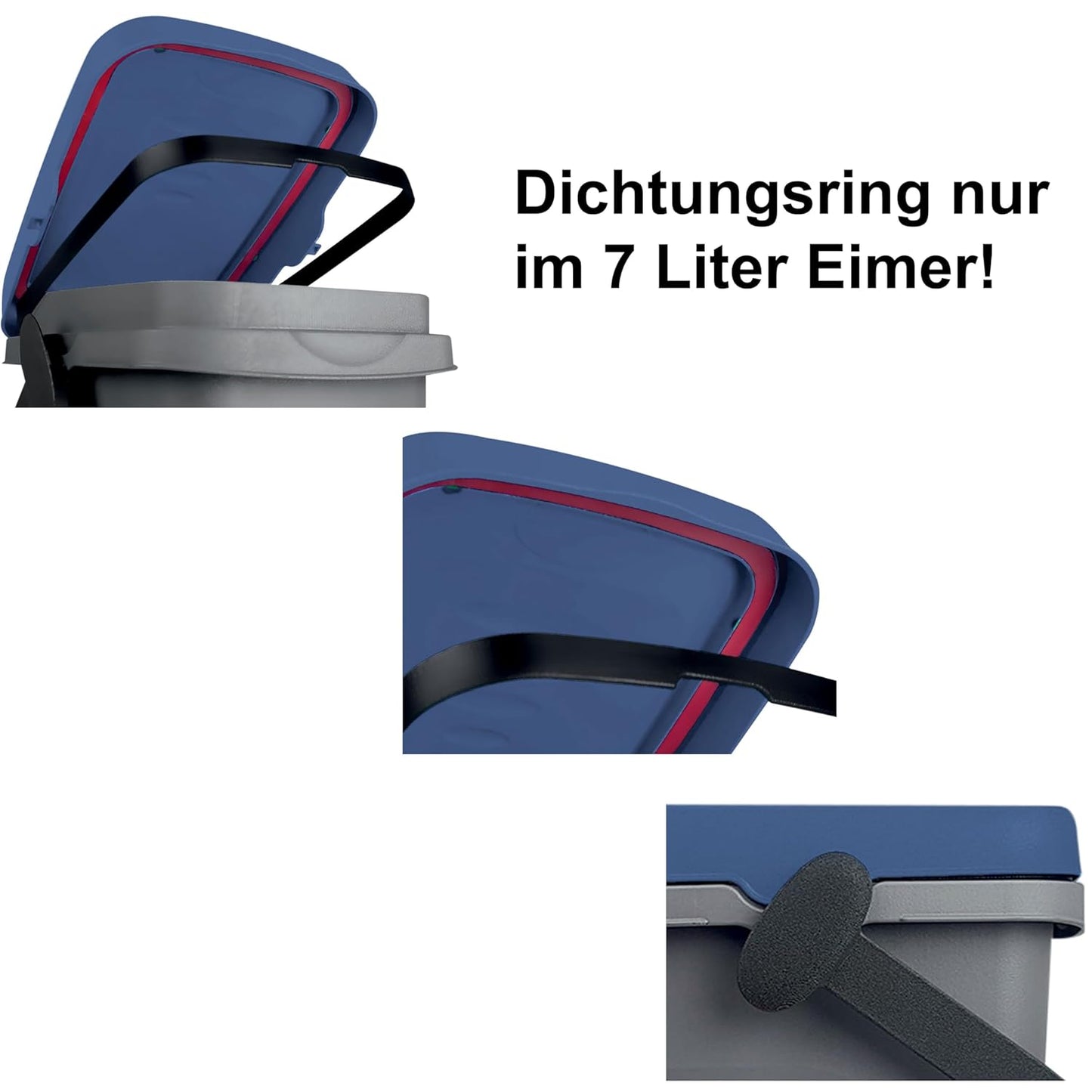 Abfalleimer mit Gummidichtung, Blau 7 Liter