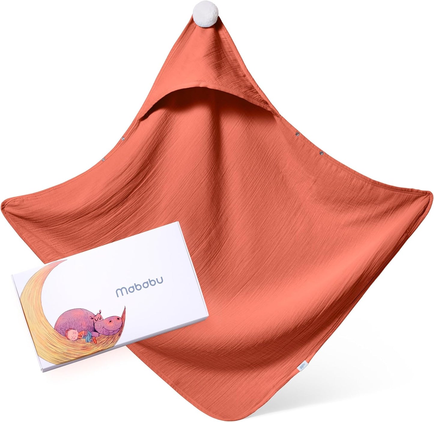 Baby Kapuzenhandtuch mit Anti-Rutsch-Knöpfen, 75x75 cm, Rot/Ausflug, Einfarbig (Getaway Solids)