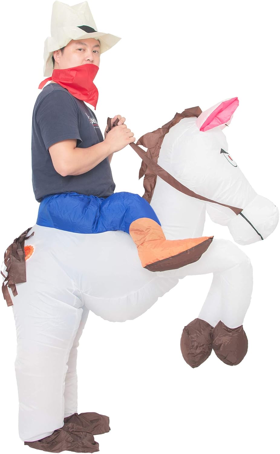 Aufblasbares Cowboy-Reiter-Kostüm, Weiß