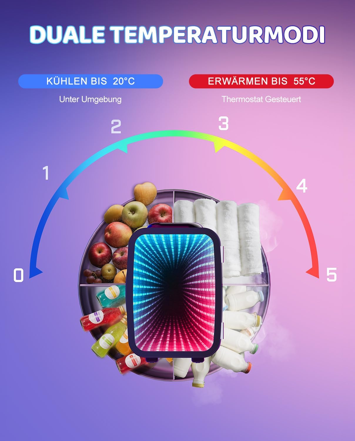 MF01C Mini-Kühlschrank mit Beleuchtung, A-schwarz