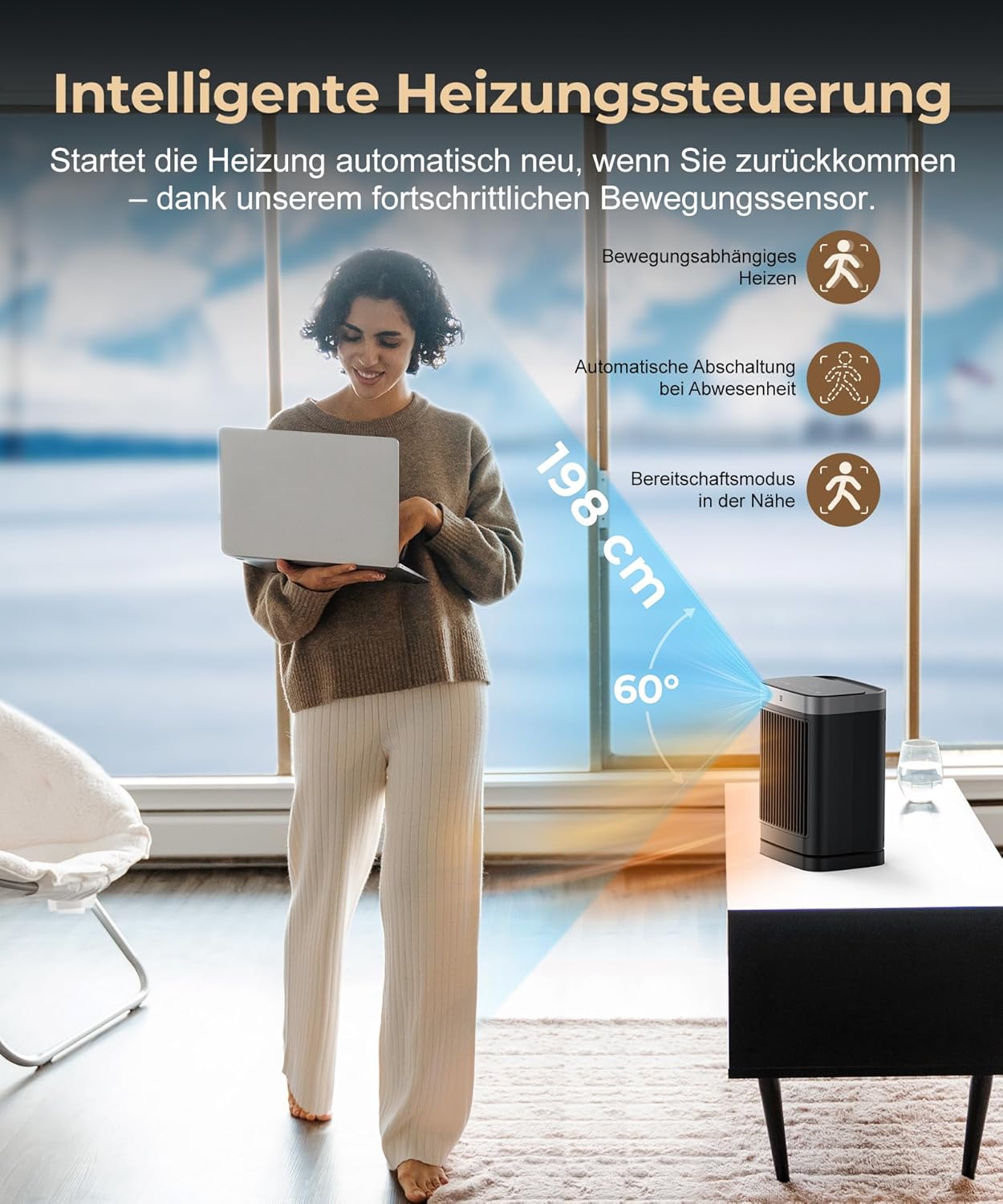 Energiesparender Heizlüfter mit Fernbedienung, C