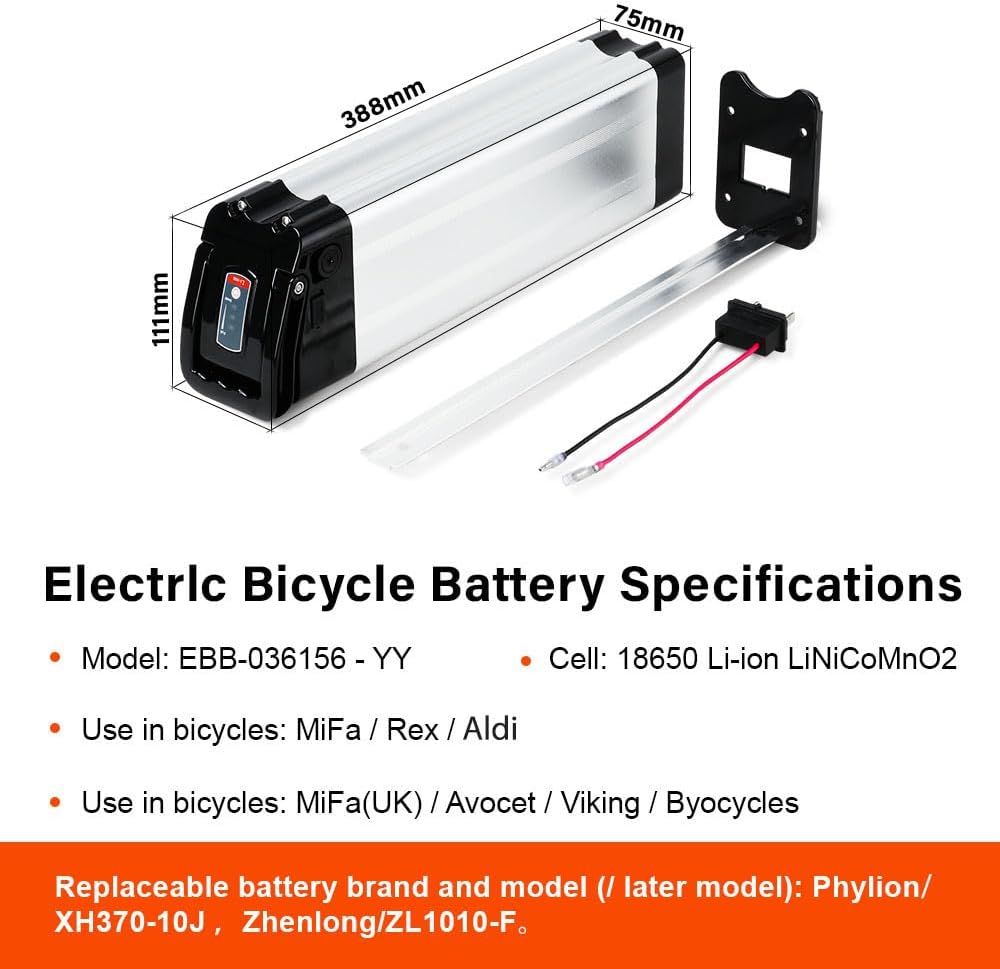 E-Bike Akku 36V für Elektrofahrrad (ohne Ladegerät), 36V10.4Ah - OHNE Ladegerät
