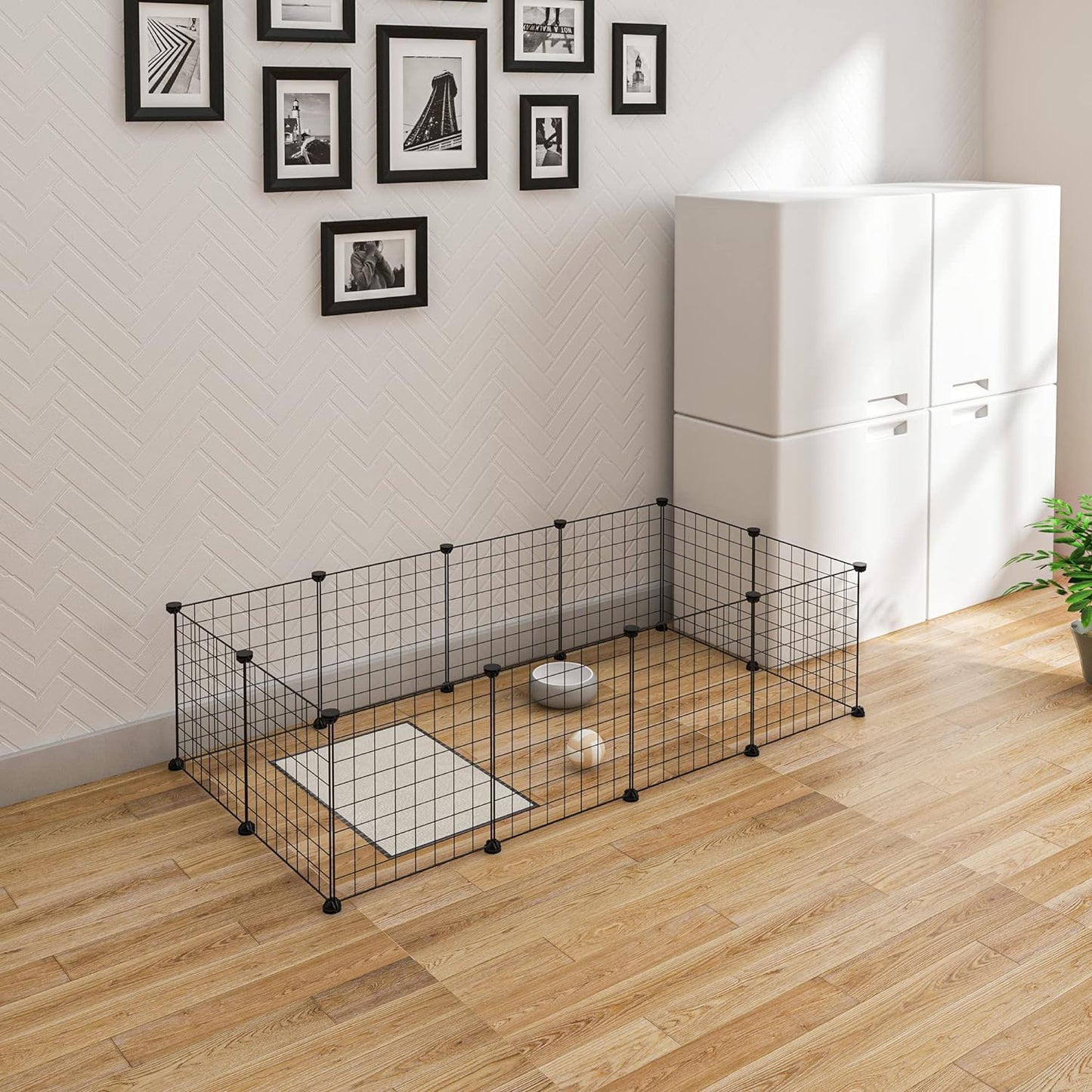 Freilaufgehege 0002WL, Schwarz 142B x 36H x 72T cm