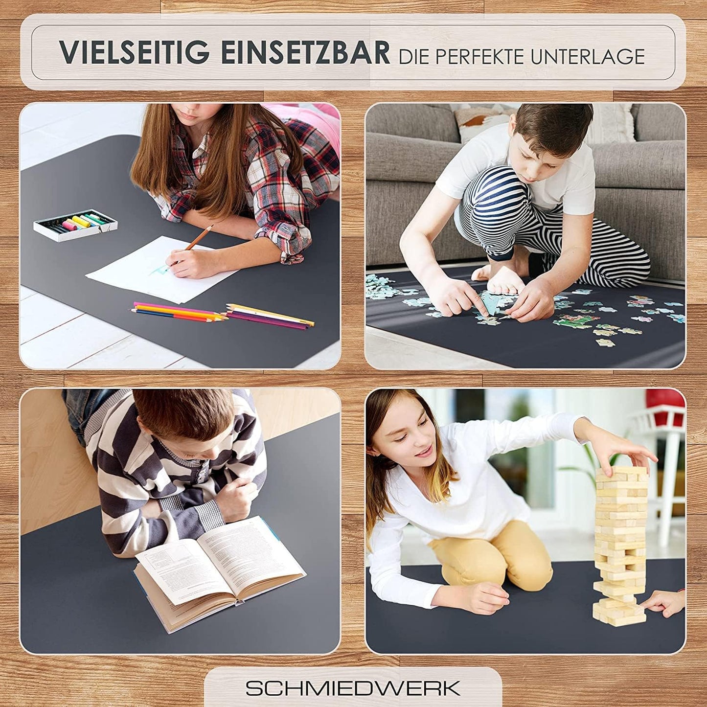 Kratzfeste Bodenschutzmatte für Bürostühle, Fussbodenheizung geeignet, Anthrazit 120 x 120 cm