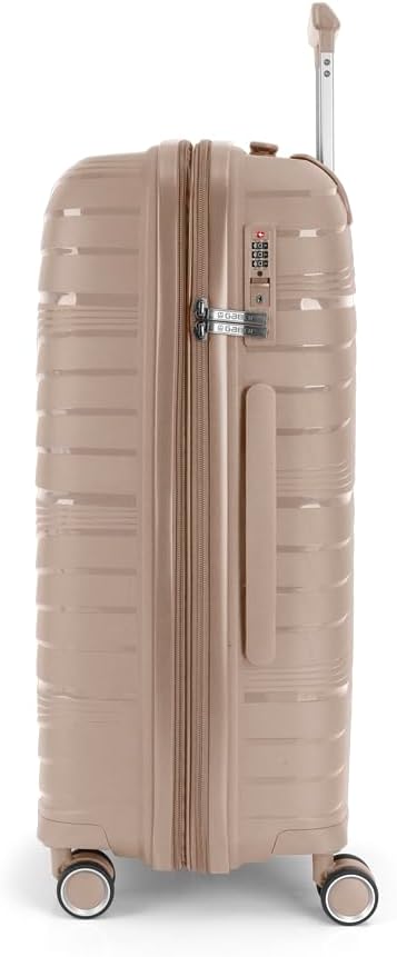 Hartschalenkoffer mit 4 Doppelrollen, M Beige