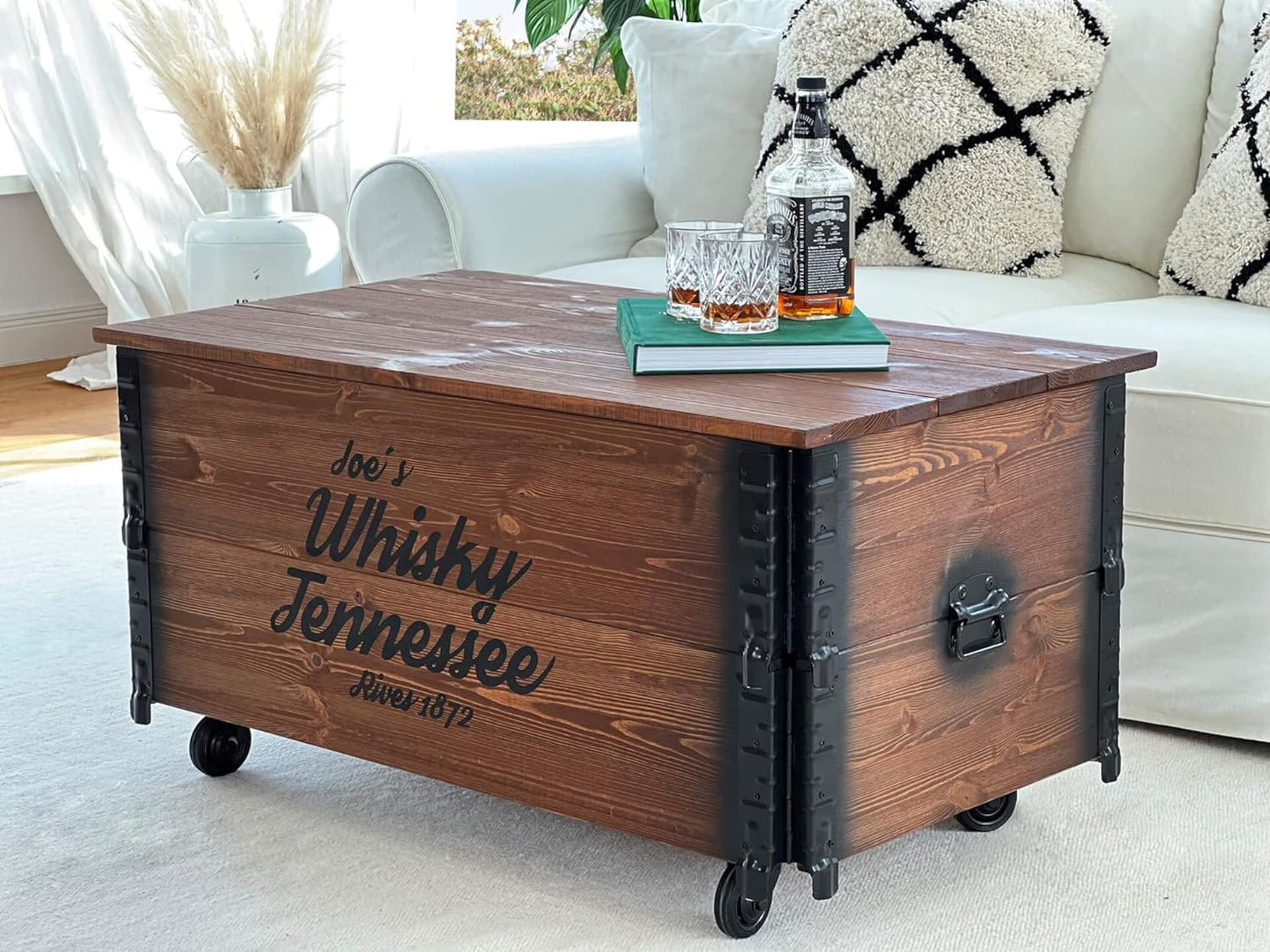 Truhentisch, Whiskey grosse Truhe braun