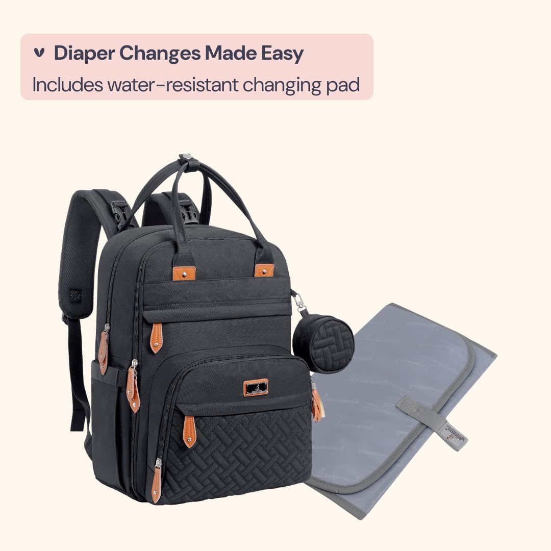 Wickeltasche mit Wickelauflage, Schwarz