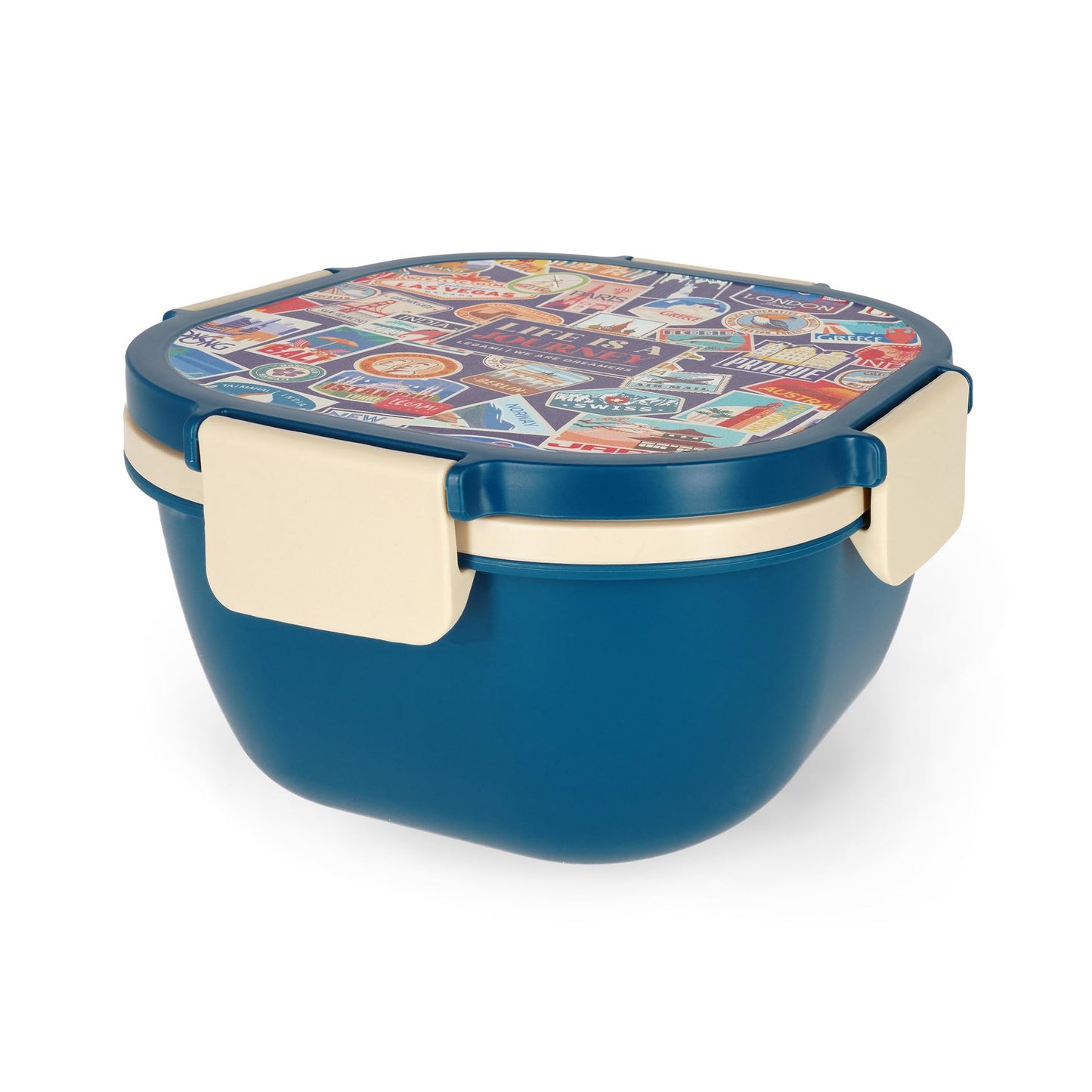 Lunchbox mit Fächern und Gewürzbehälter, TRAVEL STICKERS