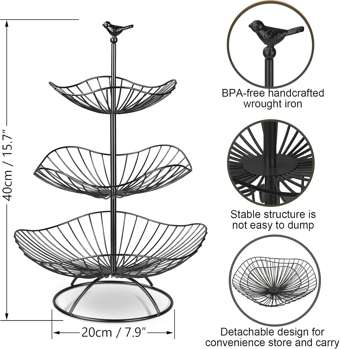3-stöckige Etagere, Eisenhaltig
