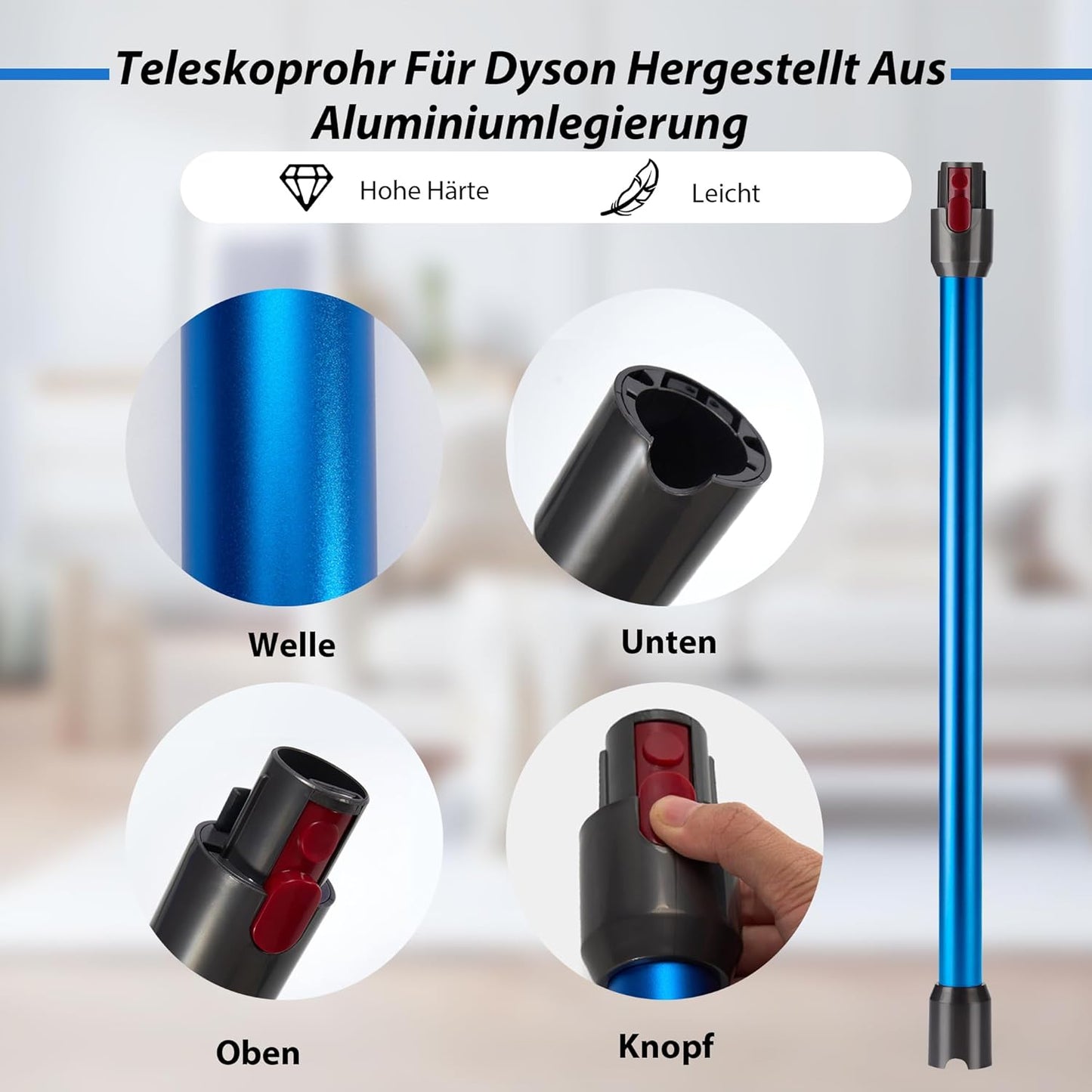 Teleskop-Verlängerungsrohr für Dyson Staubsauger, Blau