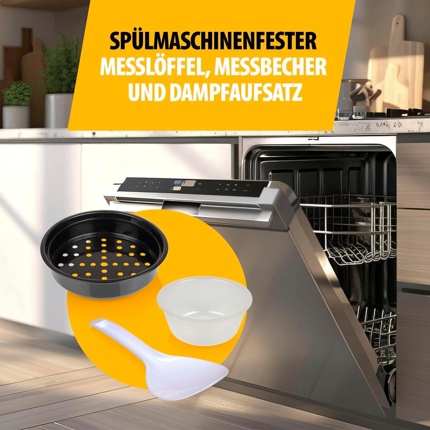 RK-6145 Reiskocher mit Dampfgaraufsatz und Warmhaltefunktion, Neue version 1.5L