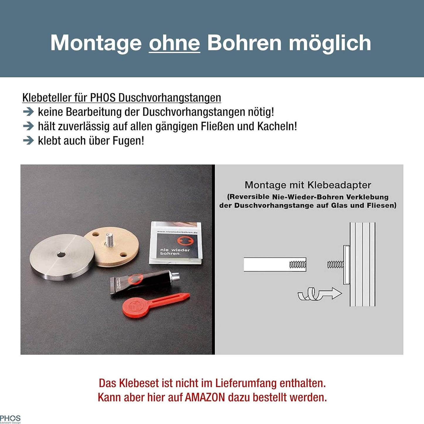 Halbkreis Duschvorhangstange DR500HD1000, Breite 100 cm, Tiefe 100 cm, Höhe 40 cm